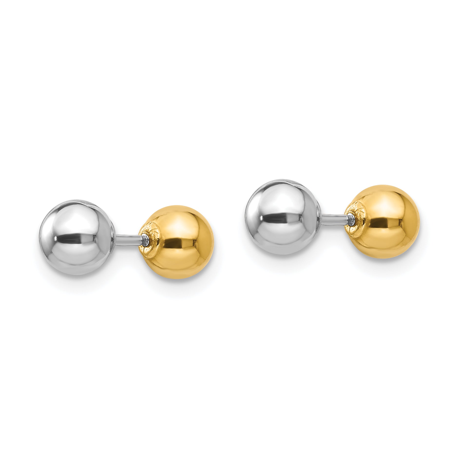 Sophia Jewelers 14K Two-Tone Reversible Ball Earrings for Women