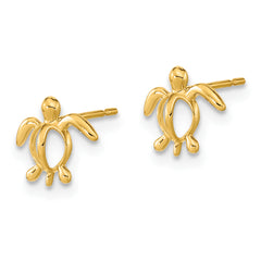 14K Gold Children's Sea Turtle Earrings with Nickel-Free Post Design