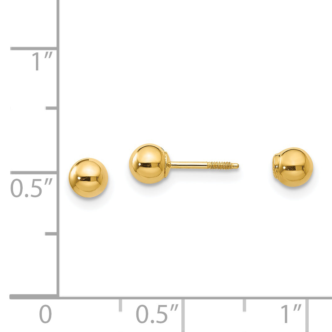 14K Gold Polished Reversible Ball Earrings for Women