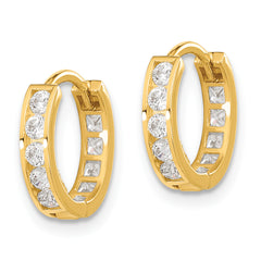 14k Madi K Round/Square CZ Reversible Hinged Hoop Earrings