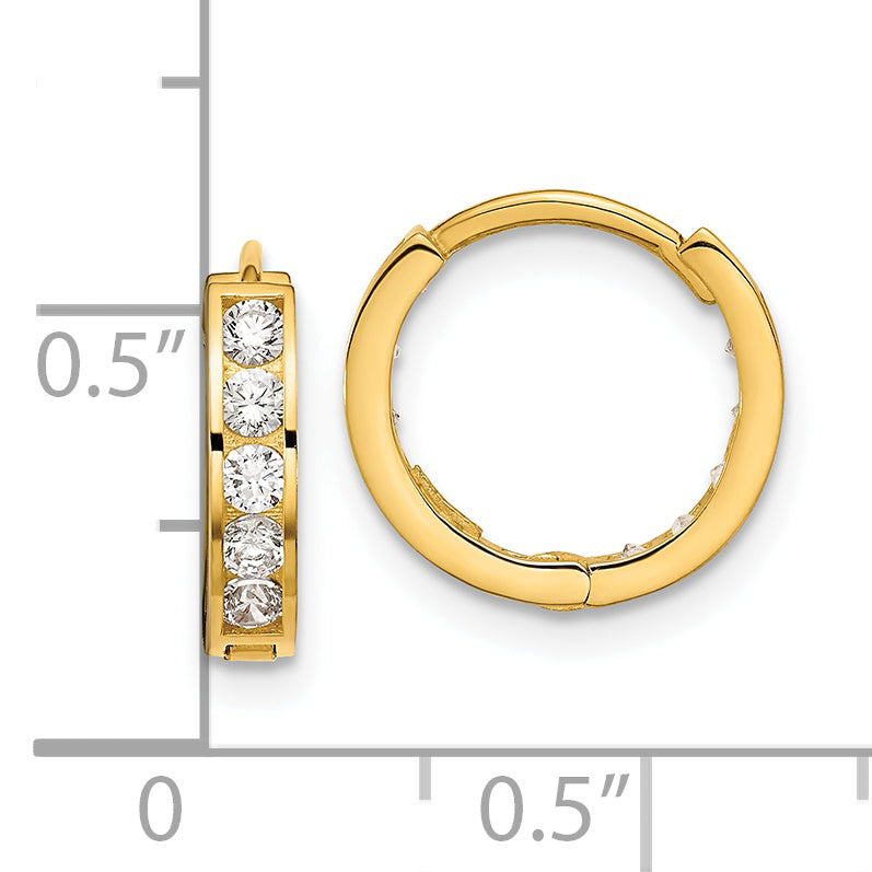 14k Madi K Round/Square CZ Reversible Hinged Hoop Earrings