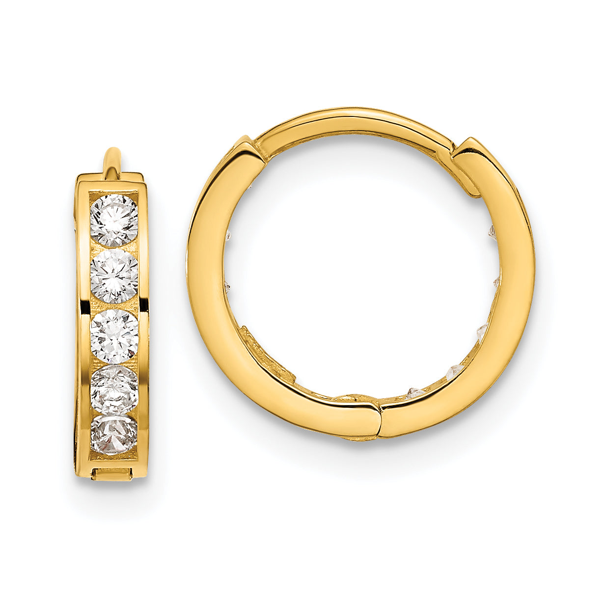 14k Madi K Round/Square CZ Reversible Hinged Hoop Earrings