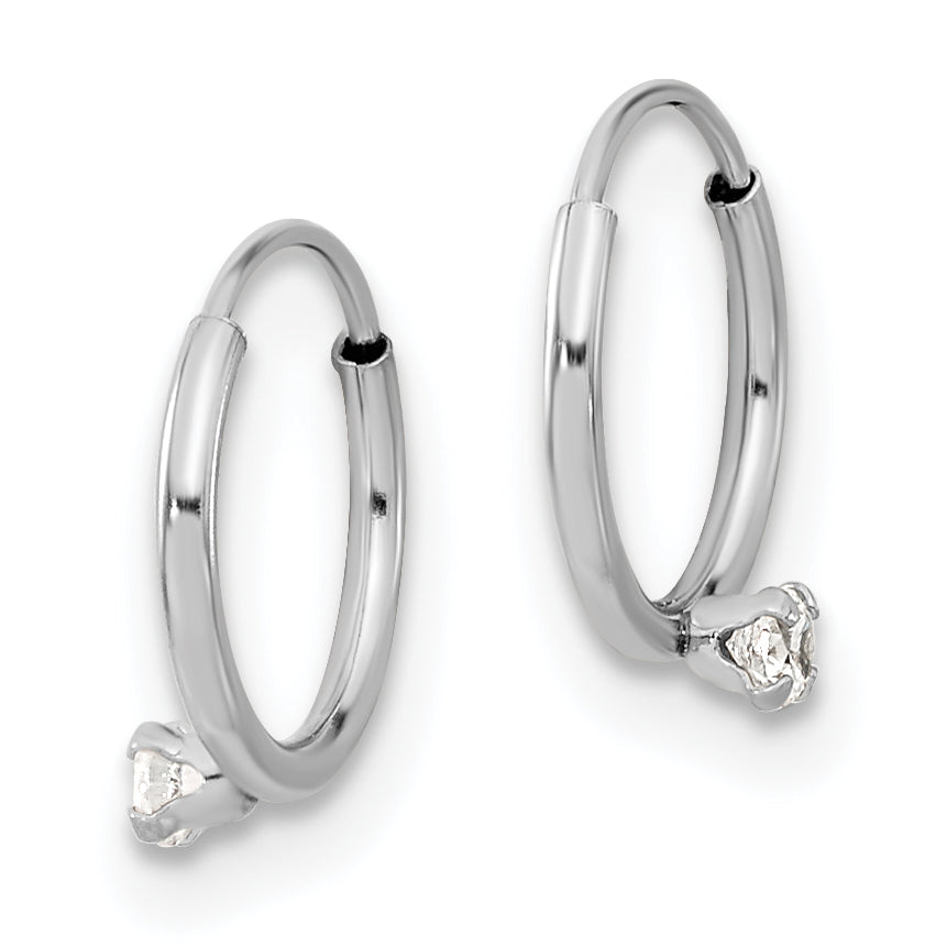 14k Madi K White Gold Polished 2mm CZ on Small Endless Hoops