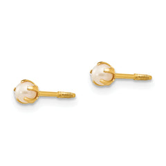 14K Gold Cultured Pearl Earrings with Polished Finish for Women