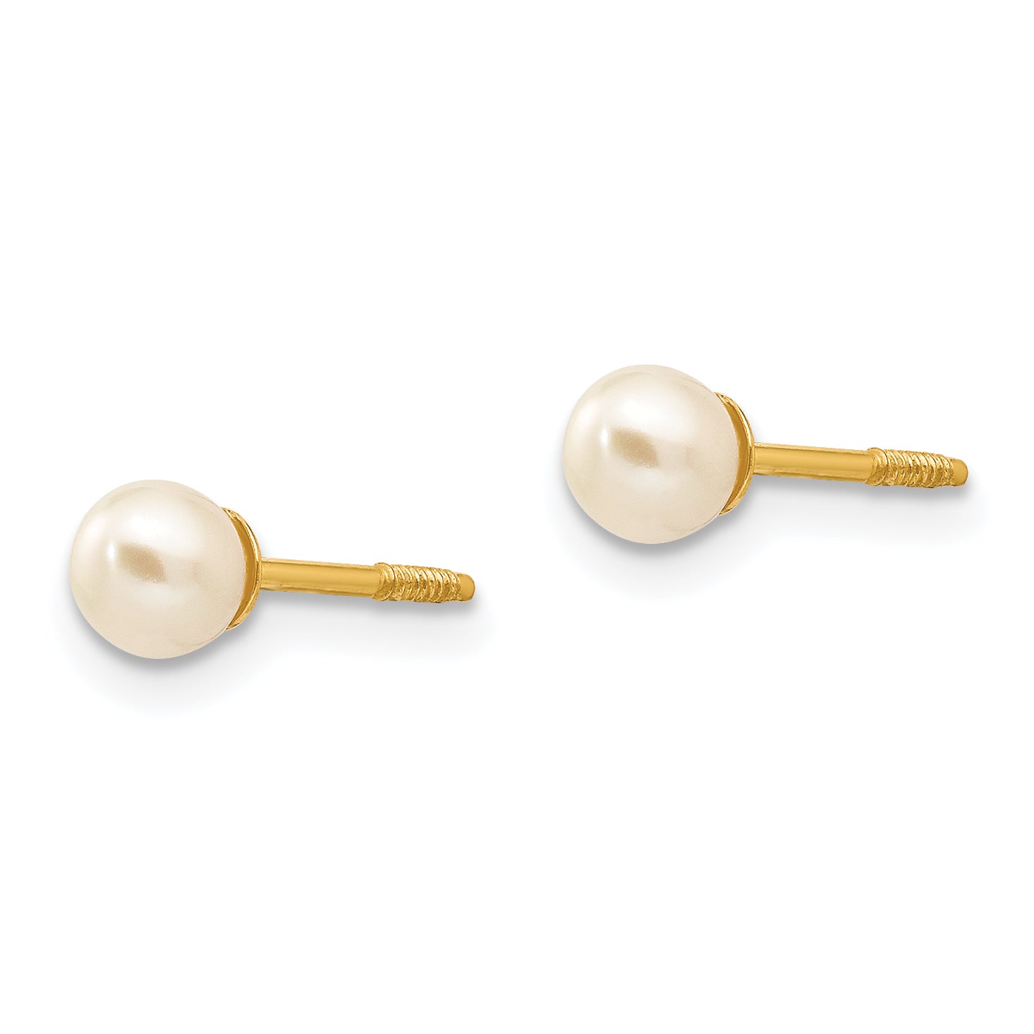 14K Gold Cultured Pearl Earrings with Polished Elegant Design