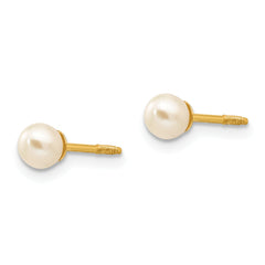 14K Gold Cultured Pearl Earrings with Polished Elegant Design