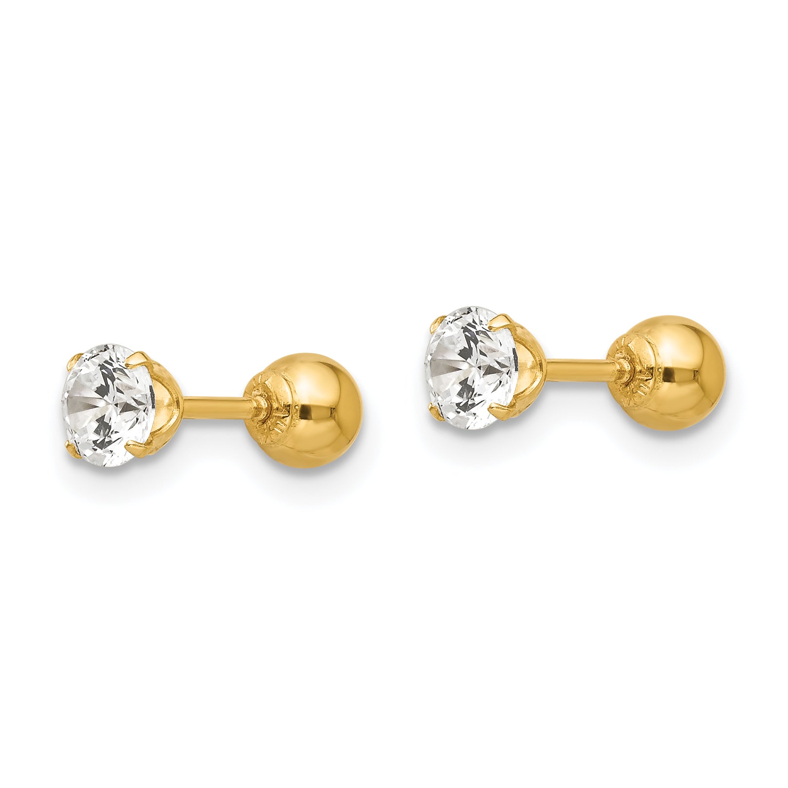 14K Gold Reversible CZ & Ball Earrings  Elegant Women's Studs