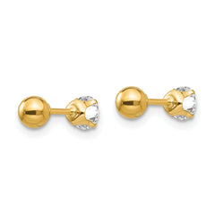 14K Gold Reversible CZ & Ball Earrings  Elegant Women's Studs