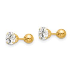 14K Gold Reversible CZ & Ball Stud Earrings for Women