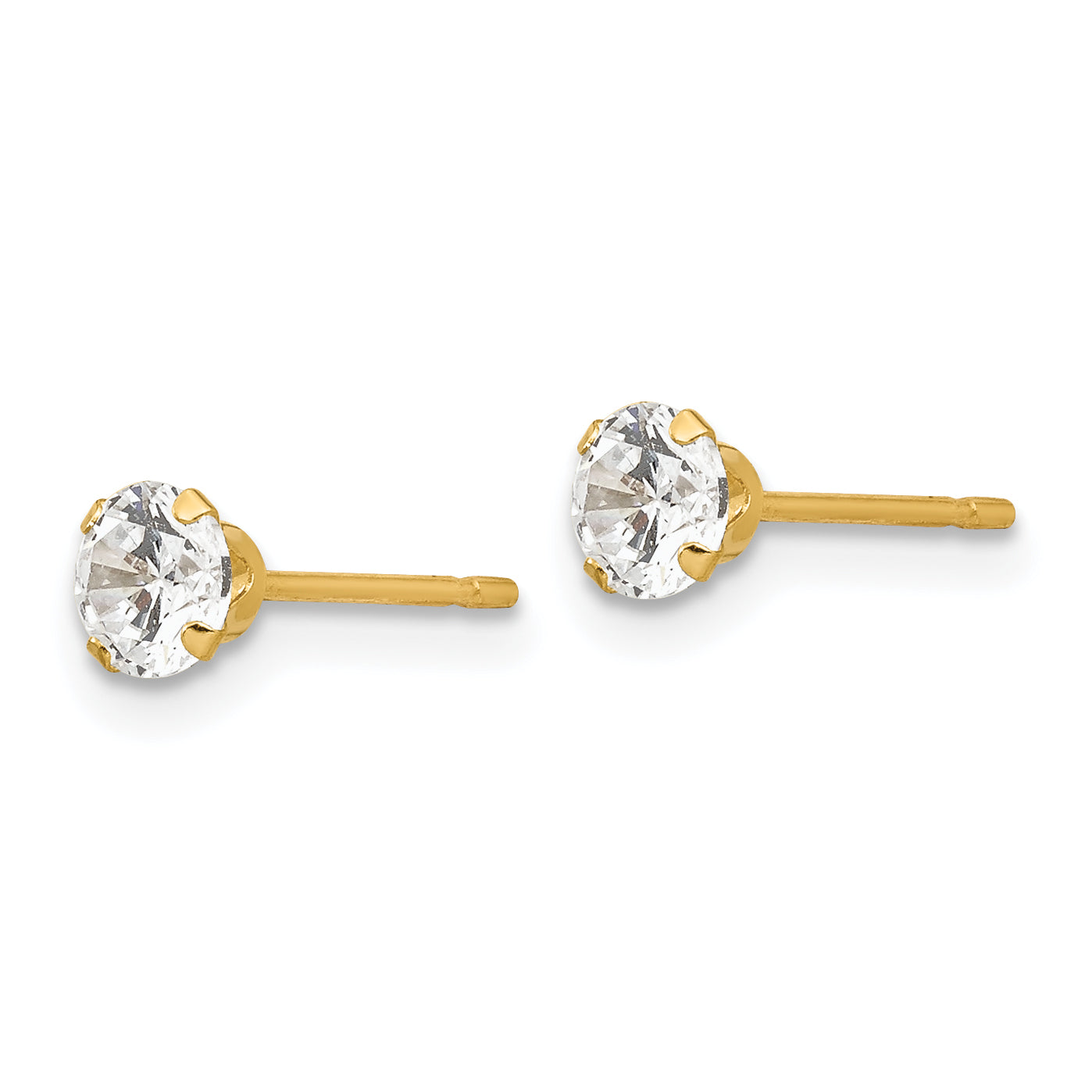 14K Gold Women's Stud Earrings with Polished CZ Elegance