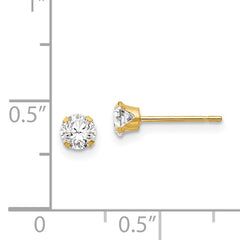 14K Gold Women's Stud Earrings with Polished CZ Elegance