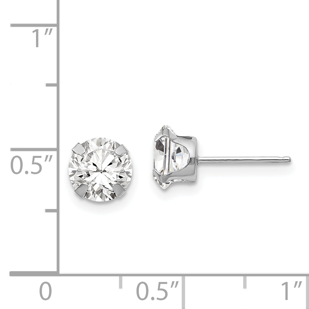 14k White Gold Madi K 6.5mm CZ Post Earrings