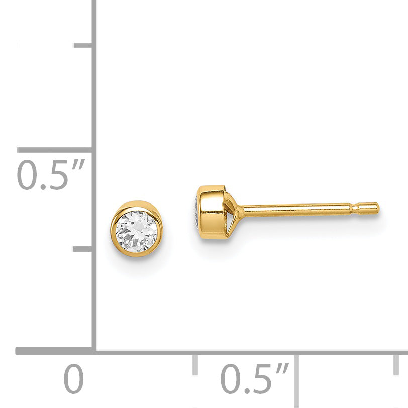 14k Madi K 3mm CZ Bezel Post Earrings