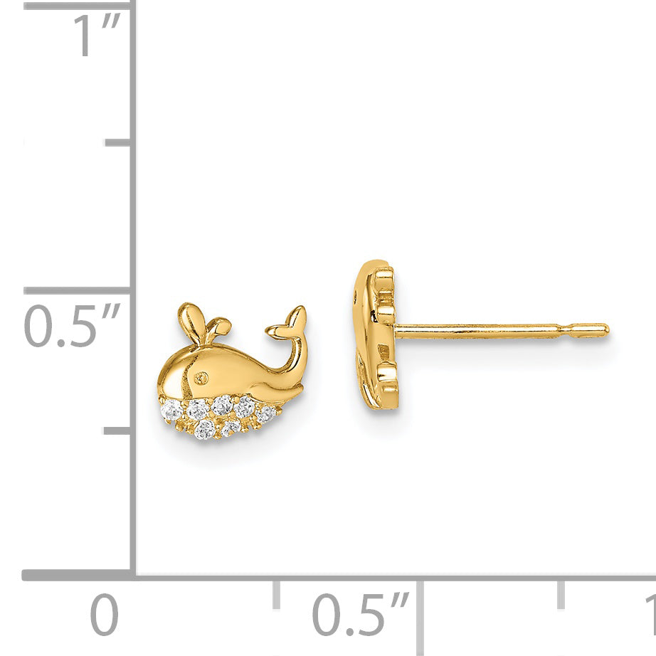 14k Madi K CZ Whale Post Earrings