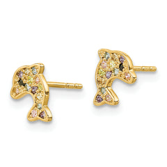 14k Madi K Multi-colored CZ Dolphin Post Earrings