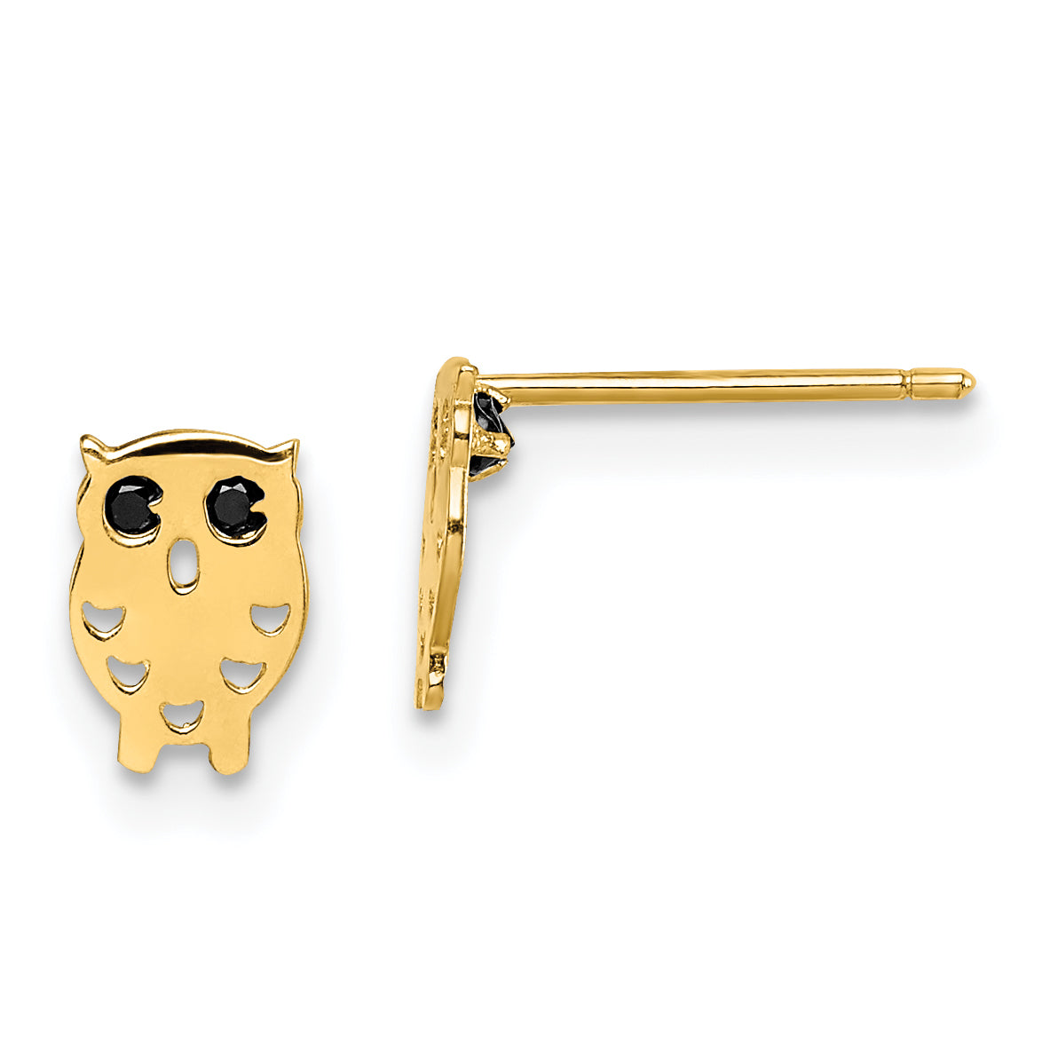 14k Madi K Black CZ Owl Post Earrings