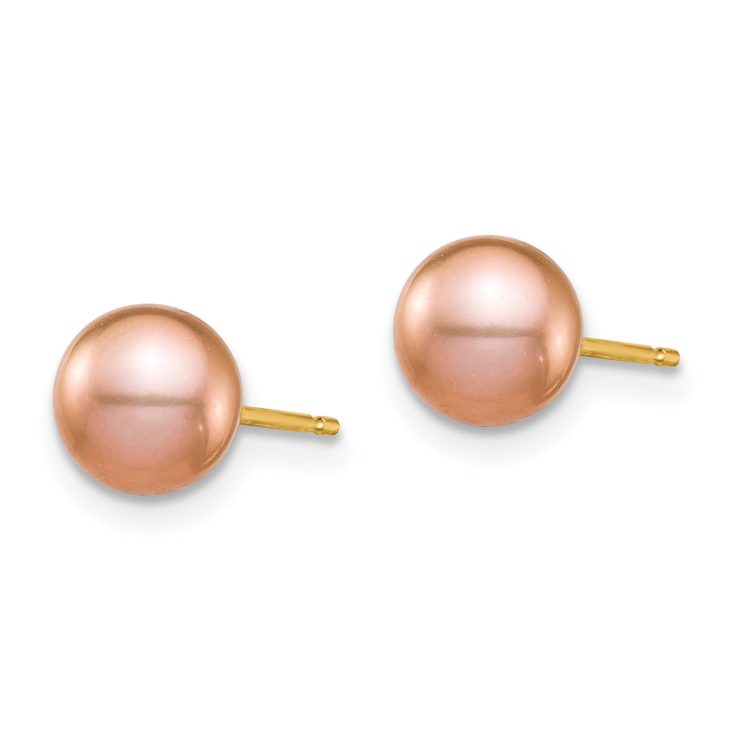 14K Madi K 6-7mm Pink Round Freshwater Cultured Pearl Stud Post Earrings