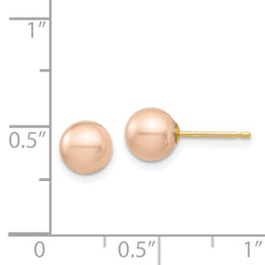 14K Madi K 6-7mm Pink Round Freshwater Cultured Pearl Stud Post Earrings