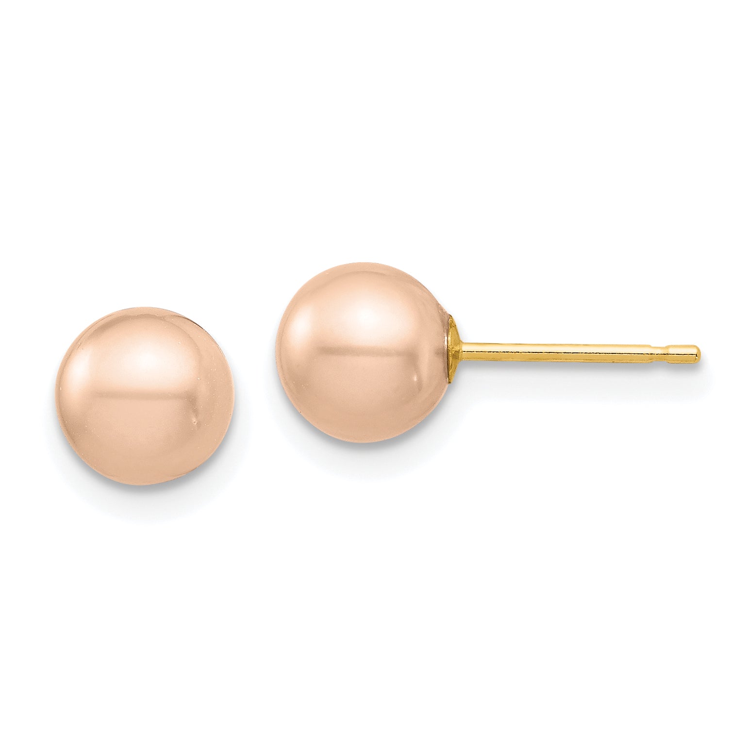 14K Madi K 6-7mm Pink Round Freshwater Cultured Pearl Stud Post Earrings