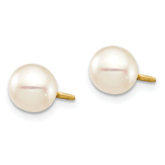 14K Madi K 6-7 White Round FW Cultured Pearl Stud Post Screwback Earrings