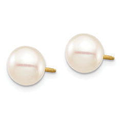 14K Madi K 7-8mm White Round Freshwater Cultured Pearl Screwback Earrings