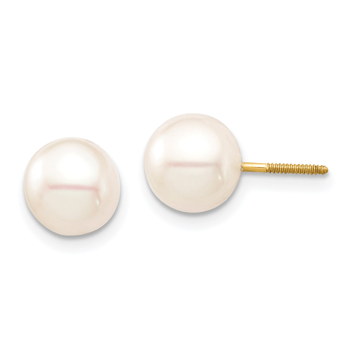 14K Madi K 7-8mm White Round Freshwater Cultured Pearl Screwback Earrings