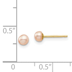 14k Madi K 3-4mm Pink Button Freshwater Cultured Pearl Stud Post Earrings