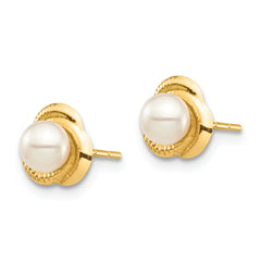 14K Madi K 4-5mm White Button Freshwater Cultured Pearl Post Earrings