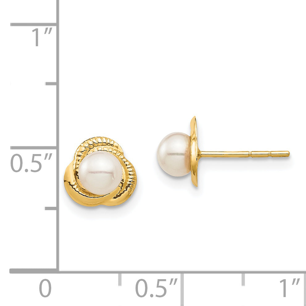 14K Madi K 4-5mm White Button Freshwater Cultured Pearl Post Earrings