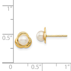 14K Madi K 4-5mm White Button Freshwater Cultured Pearl Post Earrings