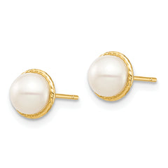 14K Madi K 5-6mm White Button Freshwater Cultured Pearl Post Earrings