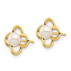 14K Madi K 4-5mm White Button Freshwater Cultured Pearl Post Earrings