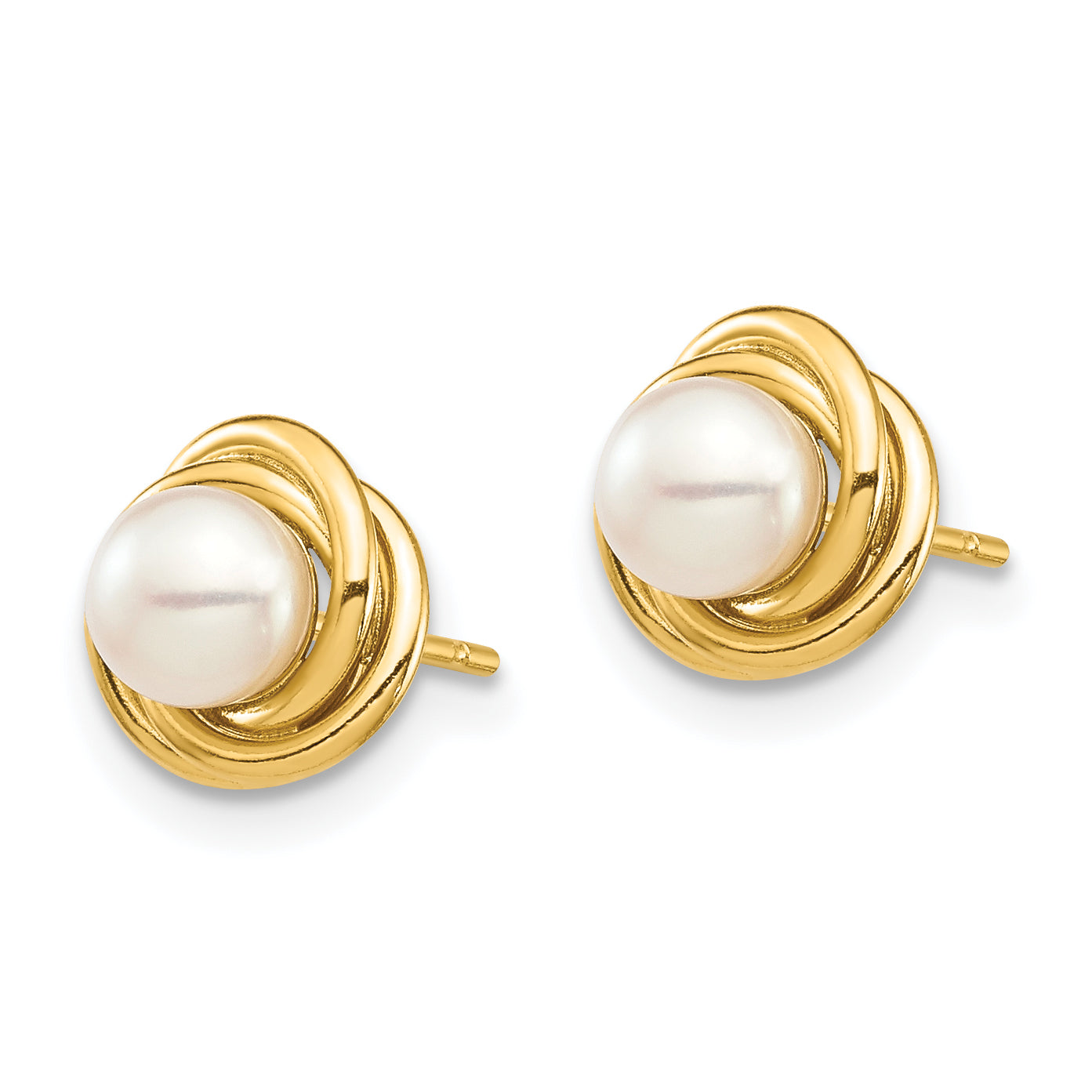 14K Madi K 4-5mm White Button Freshwater Cultured Pearl Post Earrings