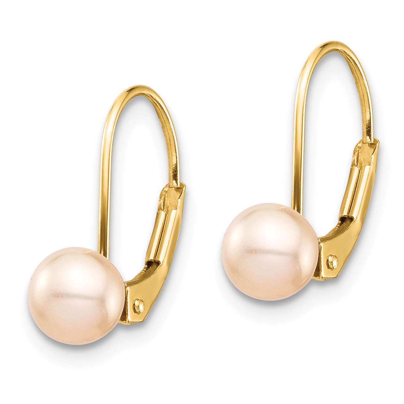 14K Madi K 5-6mm Pink Round FW Cultured Pearl Leverback Earrings