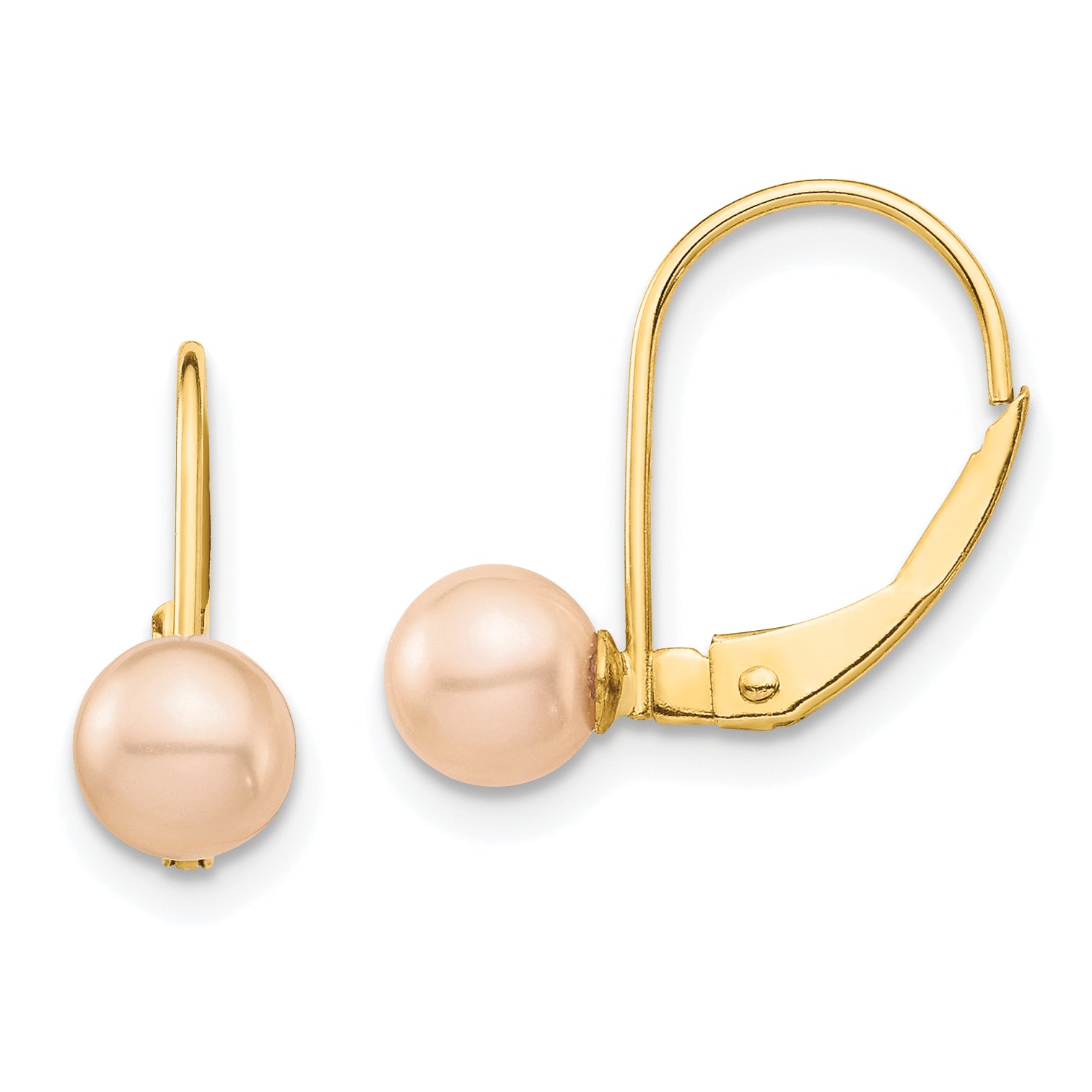 14K Madi K 5-6mm Pink Round FW Cultured Pearl Leverback Earrings