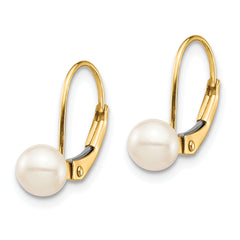 14K Madi K 5-6mm White Round FW Cultured Pearl Leverback Earrings