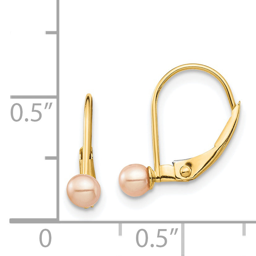 14K Madi K 3-4mm Pink Round FW Cultured Pearl Leverback Earrings