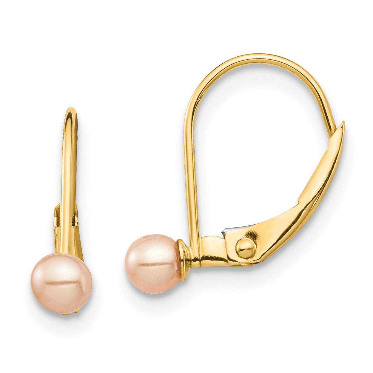 14K Madi K 3-4mm Pink Round FW Cultured Pearl Leverback Earrings