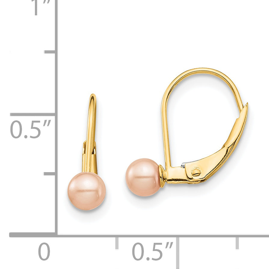 14K Madi K 4-5mm Pink Round FW Cultured Pearl Leverback Earrings