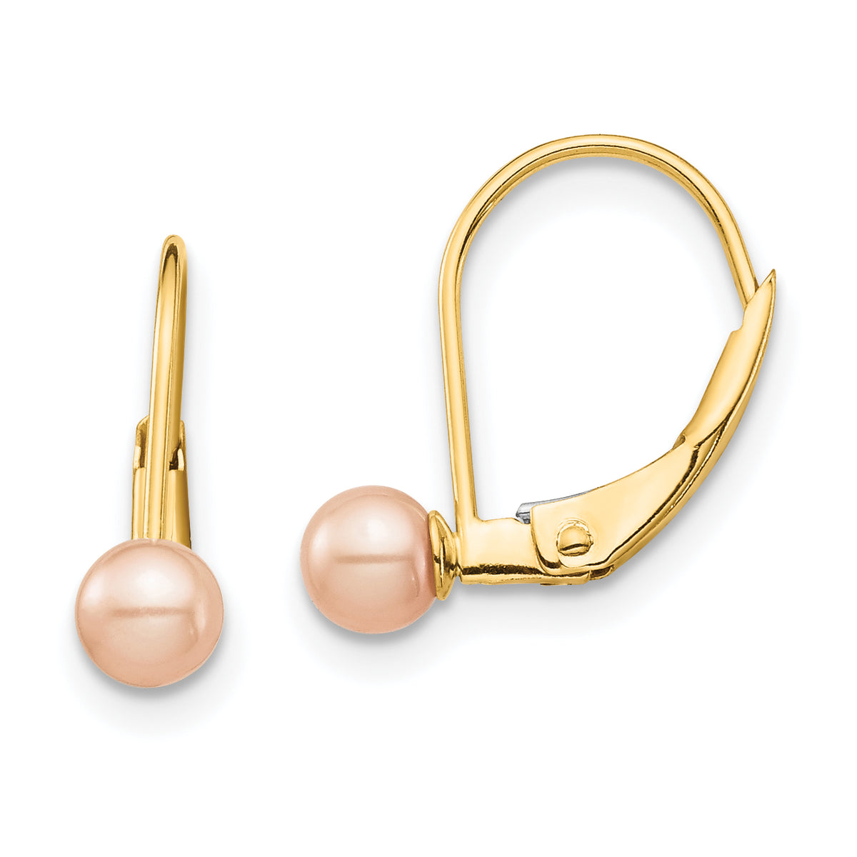 14K Madi K 4-5mm Pink Round FW Cultured Pearl Leverback Earrings