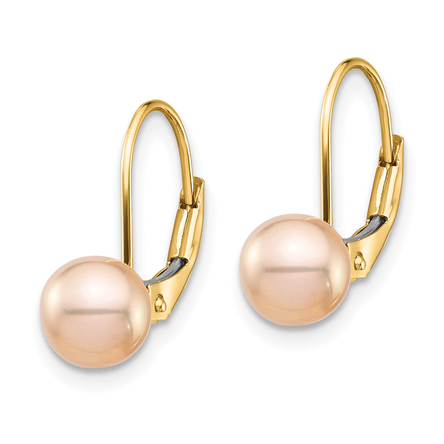 14K Madi K 6-7mm Pink Round FW Cultured Pearl Leverback Earrings