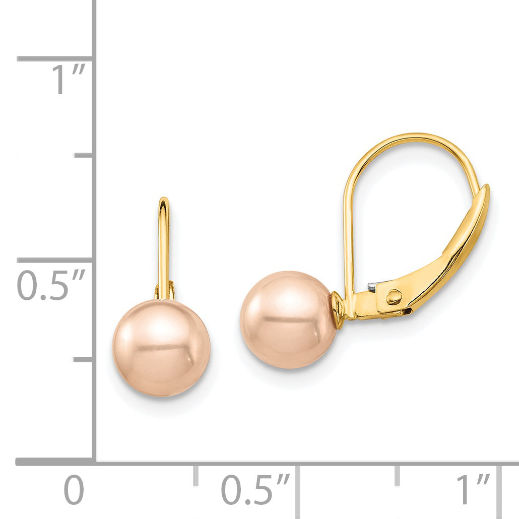 14K Madi K 6-7mm Pink Round FW Cultured Pearl Leverback Earrings