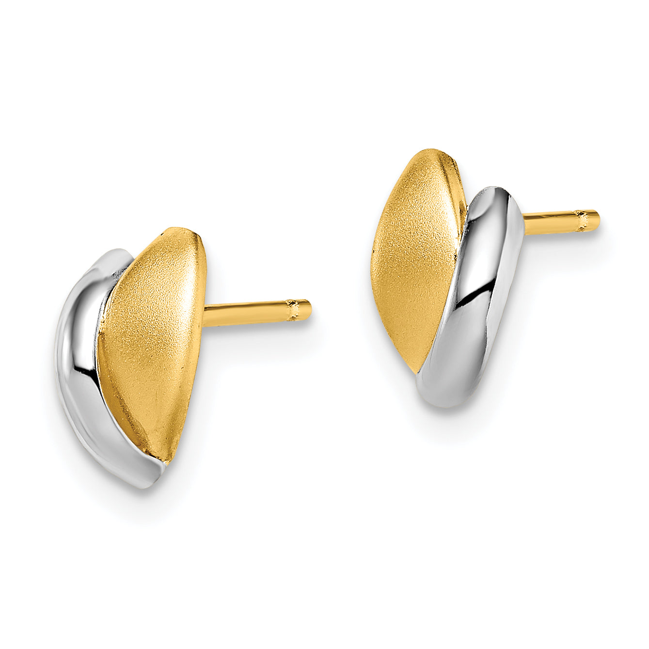 14k w/Rhodium Madi K Satin Leaf Post Earrings