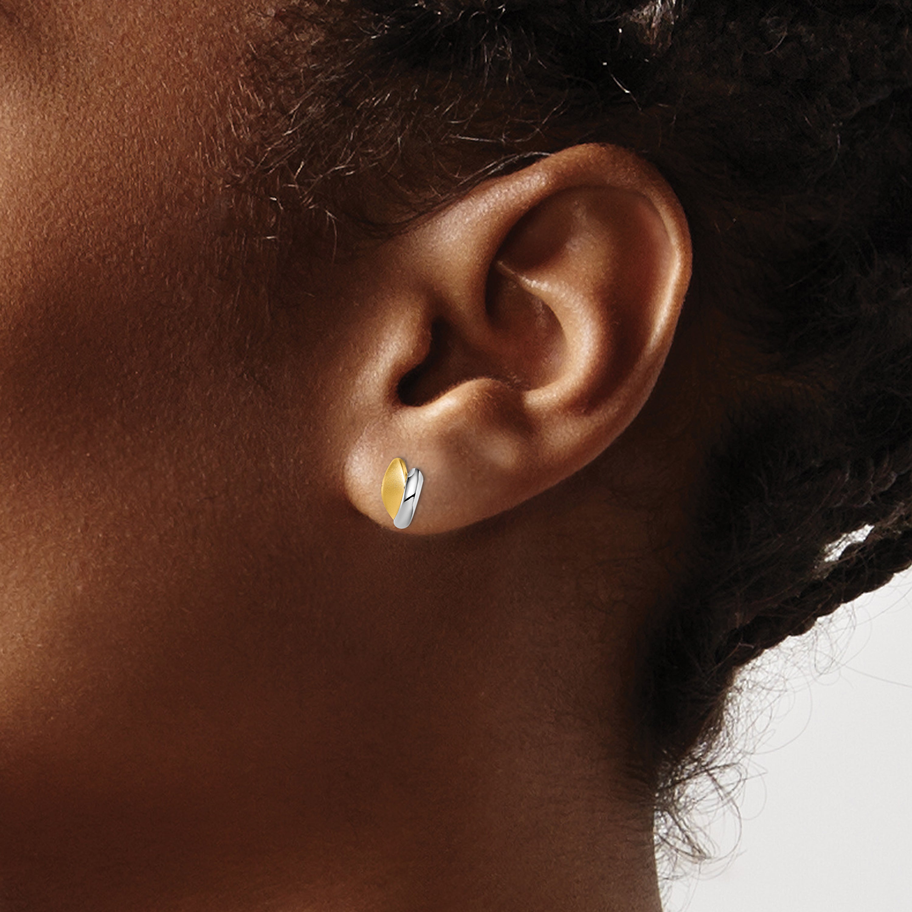 14k w/Rhodium Madi K Satin Leaf Post Earrings