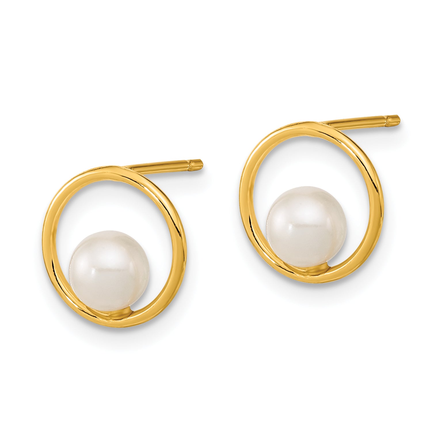 14K Madi K Open Circle 5mm Freshwater Cultured Pearl Post Earrings