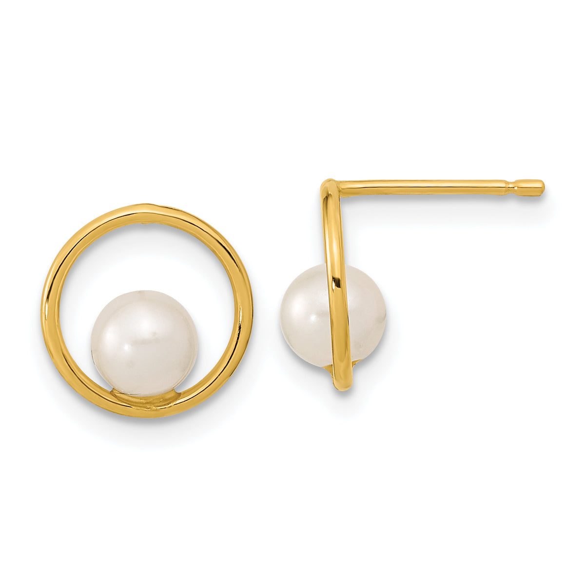 14K Madi K Open Circle 5mm Freshwater Cultured Pearl Post Earrings