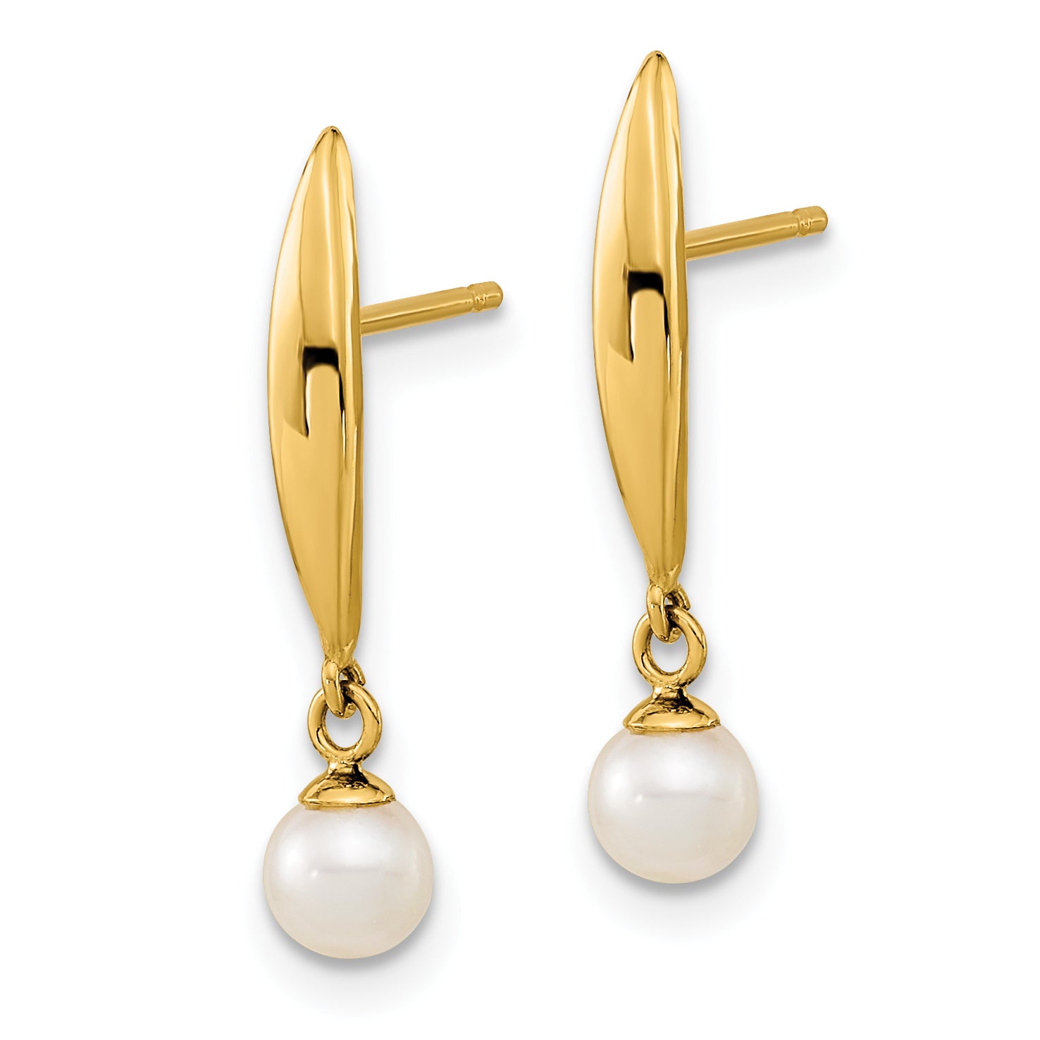 14K Madi K Polished 4mm Freshwater Cultured Pearl Post Earrings