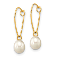 14k Madi K 6-7mm Rice White FWC Pearl Dangle Earrings