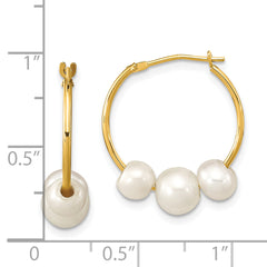 14K Madi K 5-7mm Round White FWC Pearl Hoop Earrings