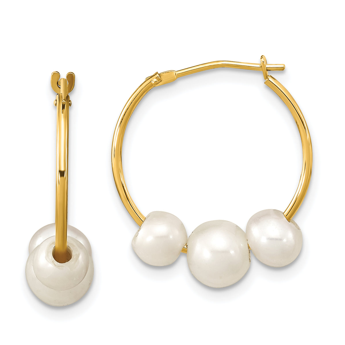 14K Madi K 5-7mm Round White FWC Pearl Hoop Earrings